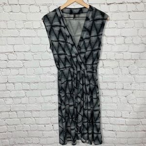 BCBG Max Azria Geo Pattern Faux Wrap Dress